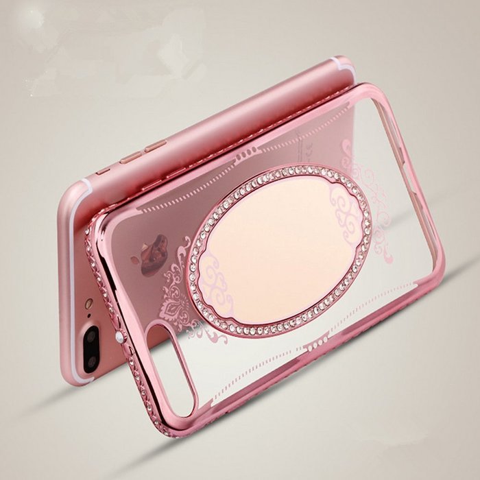 iPhone 7 Plus 5.5 Crystal TPU Glass Case-Superstart Gold Super Slim Shiny Electoplating Mirror Case With Bling... N4