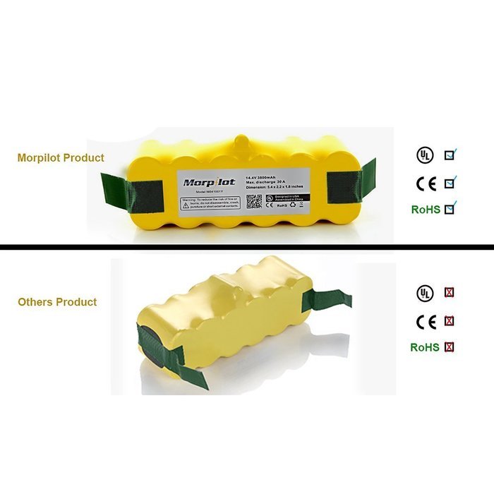 [UL&CE Approval]Morpilot&reg;3800mAh Ni-MH Battery for Irobot Roomba 500 510 530 531 532 533 535 536 540 545 550 552... N6