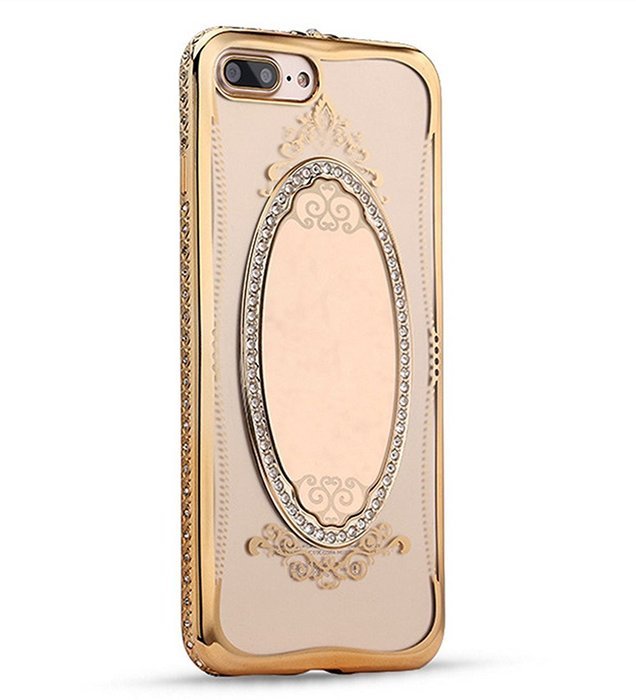 iPhone 7 Plus 5.5 Crystal TPU Glass Case-Superstart Gold Super Slim Shiny Electoplating Mirror Case With Bling... N5