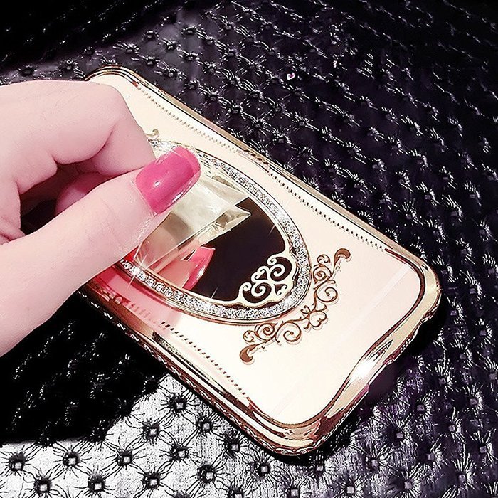 iPhone 7 Plus 5.5 Crystal TPU Glass Case-Superstart Gold Super Slim Shiny Electoplating Mirror Case With Bling... N6