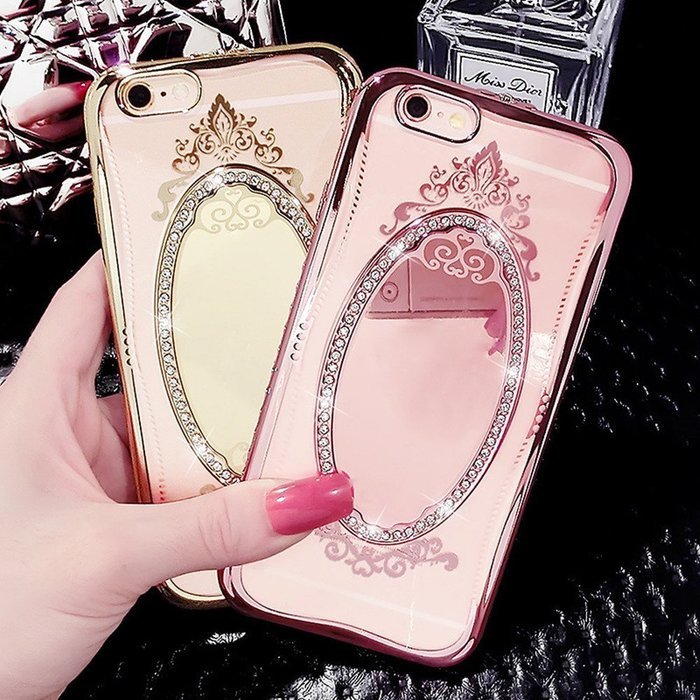 iPhone 7 Plus 5.5 Crystal TPU Glass Case-Superstart Gold Super Slim Shiny Electoplating Mirror Case With Bling... N7