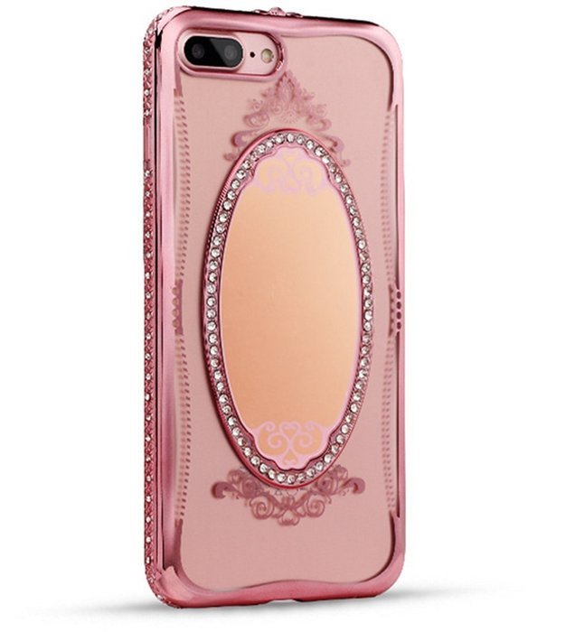 iPhone 7 Plus 5.5 Crystal TPU Glass Case-Superstart Gold Super Slim Shiny Electoplating Mirror Case With Bling... N10