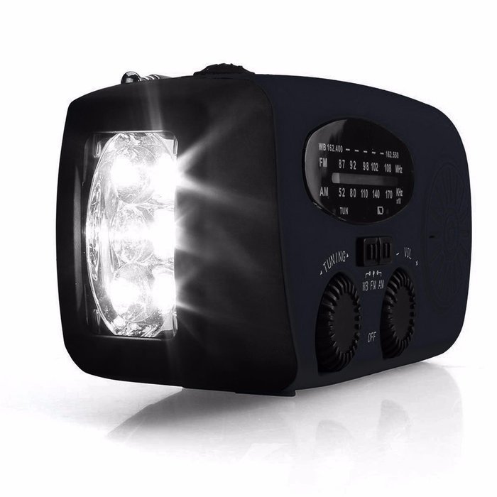 OUTERDO Dynamo Emergency Radio Solar Hand Crank Self Powered AM/FM/NOAA/WB Weather Radio, LED Flashlight,Phone... N15