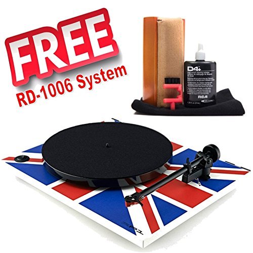 Rega RP1 Union Jack Turntable with Performance Pack Bundled with RCA RD-1006 Discwasher System FREE (Limited Time) N2