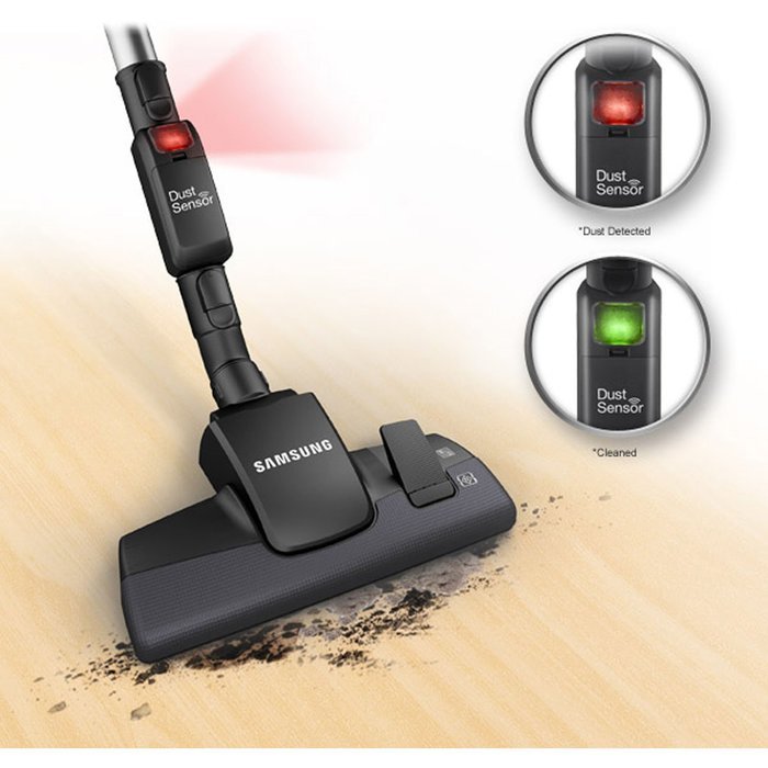 Samsung MotionSync Bagless Canister Vacuum with Superior Swivel Steering for Multiple Surfaces and Built-In Accessories... N3