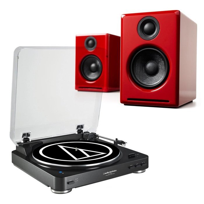 AudioTechnica AT-LP60 Fully Automatic Stereo 2-Speed Turntable System (Black) with Audioengine A2+ Premium Powered... N5
