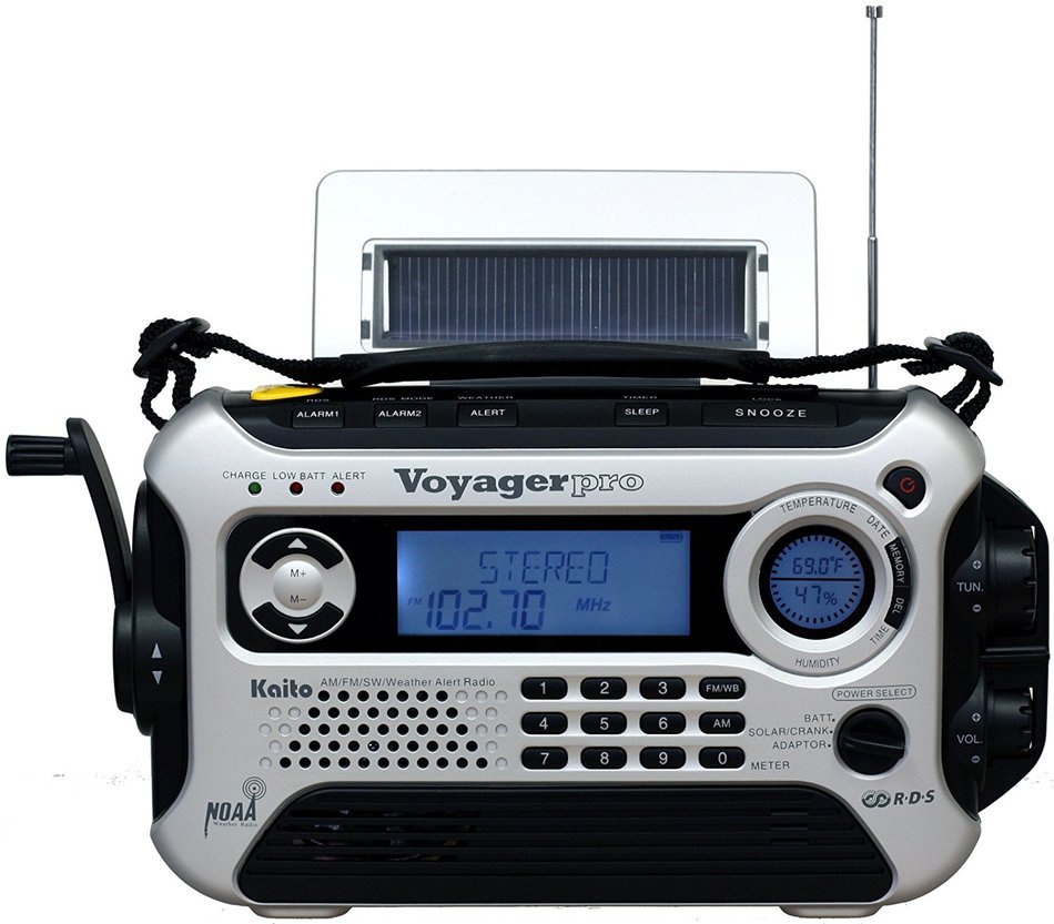 Kaito Voyager Pro KA600 Digital Solar Dynamo Crank Wind Up AM/FM/LW/SW & NOAA Weather Emergency Radio with Alert... N8