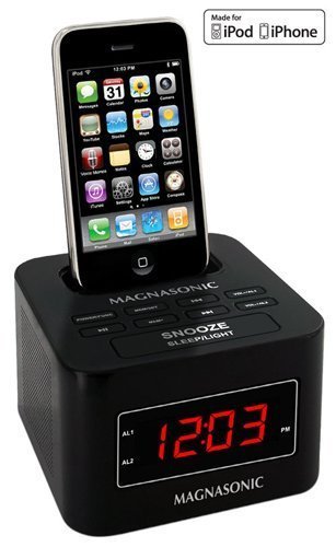 Magnasonic MiC1000K Digital FM Alarm Clock Radio Speaker Dock for iPod/iPhone with Dual Alarm & Auto Time Sync...