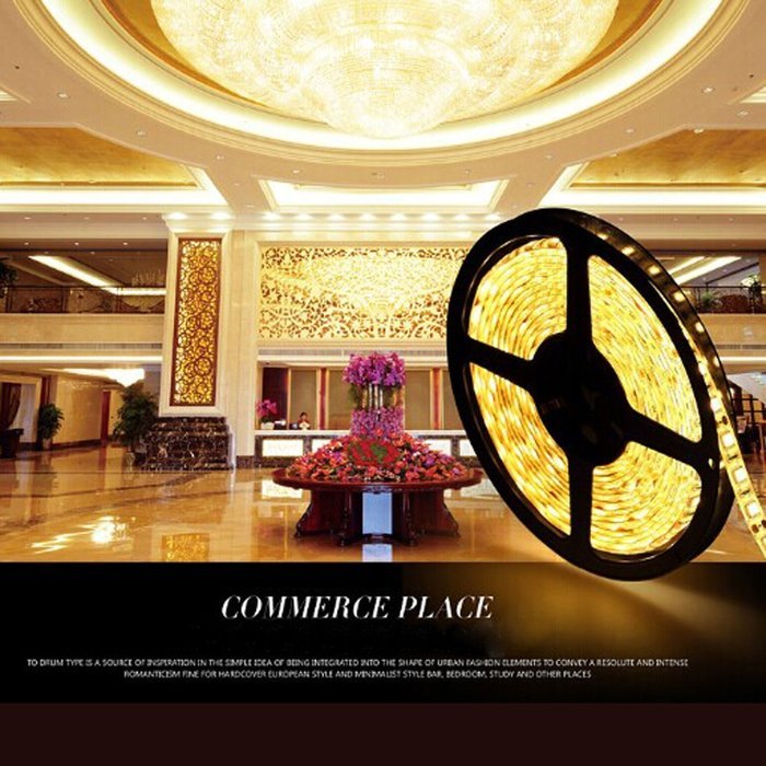TOP YAO 16.4ft 3528 120led/m SMD Flexible Ribbon 600 LED 9.6w/m Waterproof Cuttable Strip Light for Home Party... N26