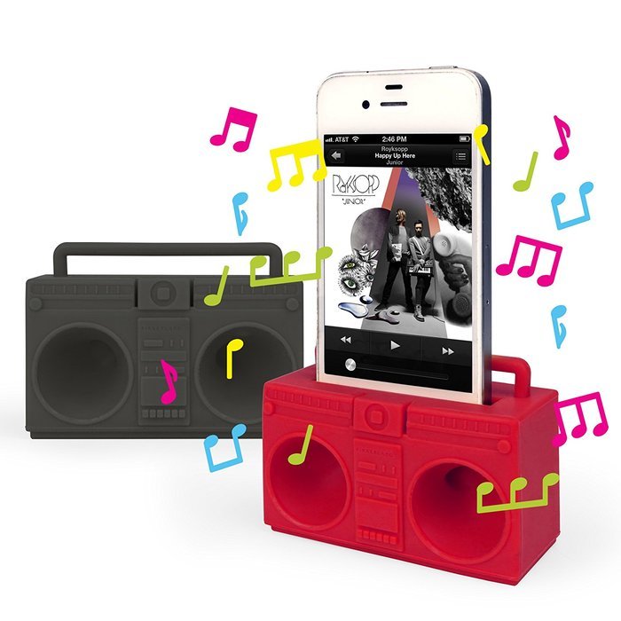 Kikkerland Boombox Speaker - Retail Packaging - Pink/Gray N4