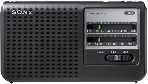 Sony Portable Handy AM/FM Radio with Built-in 3 5/8" Clear Sound Speaker, Earphone Jack, LED Tuning Indicator,... N6