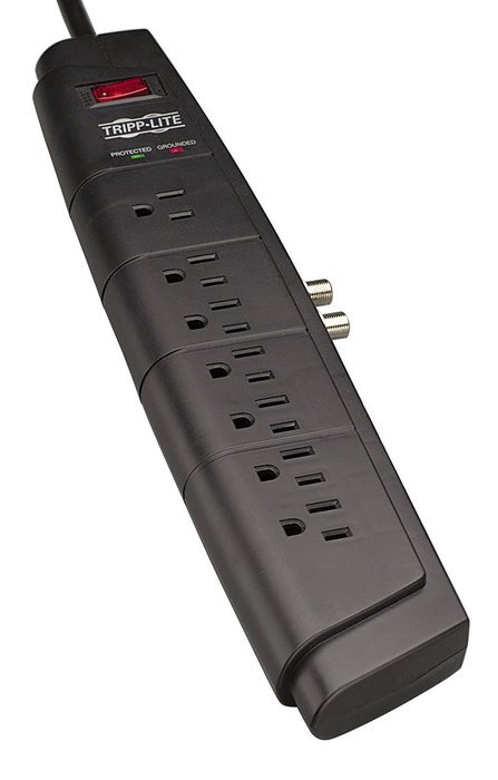 Tripp Lite 6 Swivel Outlet Direct Plug-in Audio/Video Surge Protector Tel/Modem/Coax (HTSWIVEL6) N2