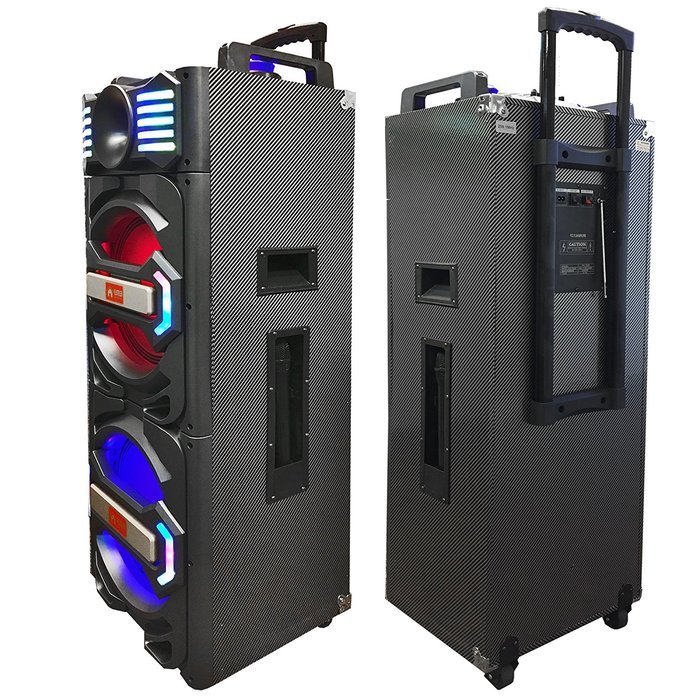EMB PKL2200 Proffessional 2000W Double 12" Woofer w/ LED Lights - Trolley LOUD Portable Rechargeable Speaker System... N5