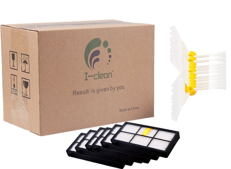 I-clean 10pcs HEPA Fliters + 5pcs Side Brushes for iRobot Roomba 880 870 800 900 Vacuum Cleaners N3