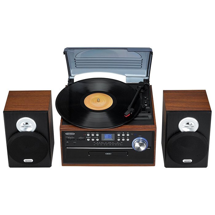 Jensen 3-Speed Turntable Music System Limited Edition JTA475W LCD Display with Front Loading CD Player , AM/FM... N5