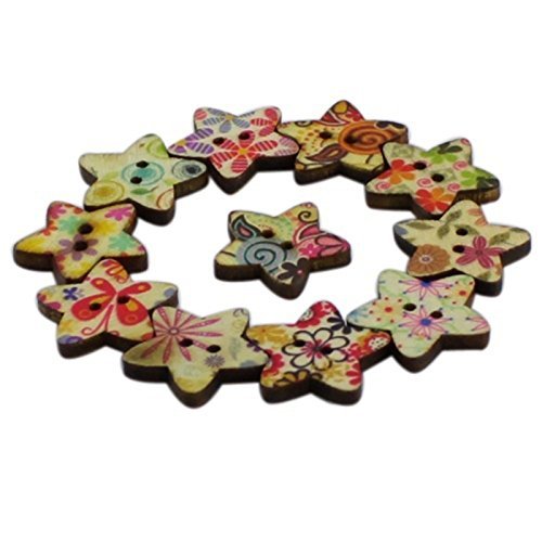 MuLuo 100pcs Mixed 2 Holes Sewing Bakelite Buttons Pentagram Colorful Buttons 18mm N2