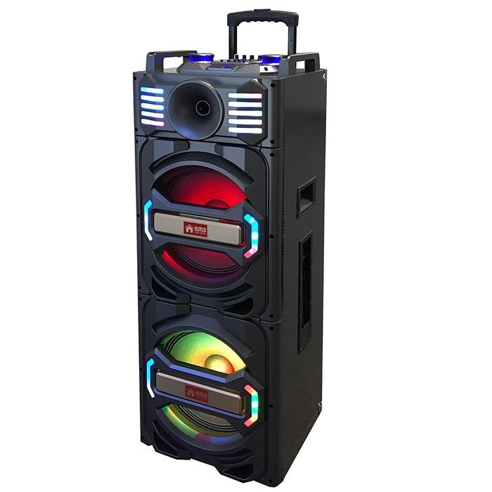 EMB PKL2200 Proffessional 2000W Double 12" Woofer w/ LED Lights - Trolley LOUD Portable Rechargeable Speaker System... N6