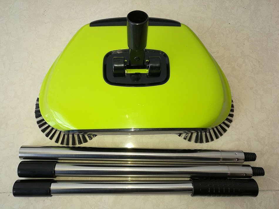 Goldengulf 360 Degree Rotating Hand-Push Dual Brush Cordless Swivel Sweeper Perfect For Floor Tile Manual Dust... N5
