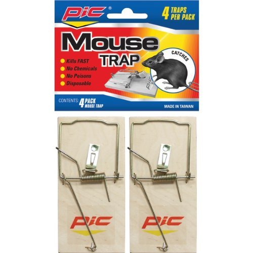 New PIC MTW4INN Wood Mouse Traps, 4 pk