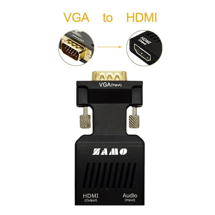ZAMO VGA to HDMI Converter Adapter for TV, Computer, Projector, with Audio Cable and USB Cable, HD Connector Converter...