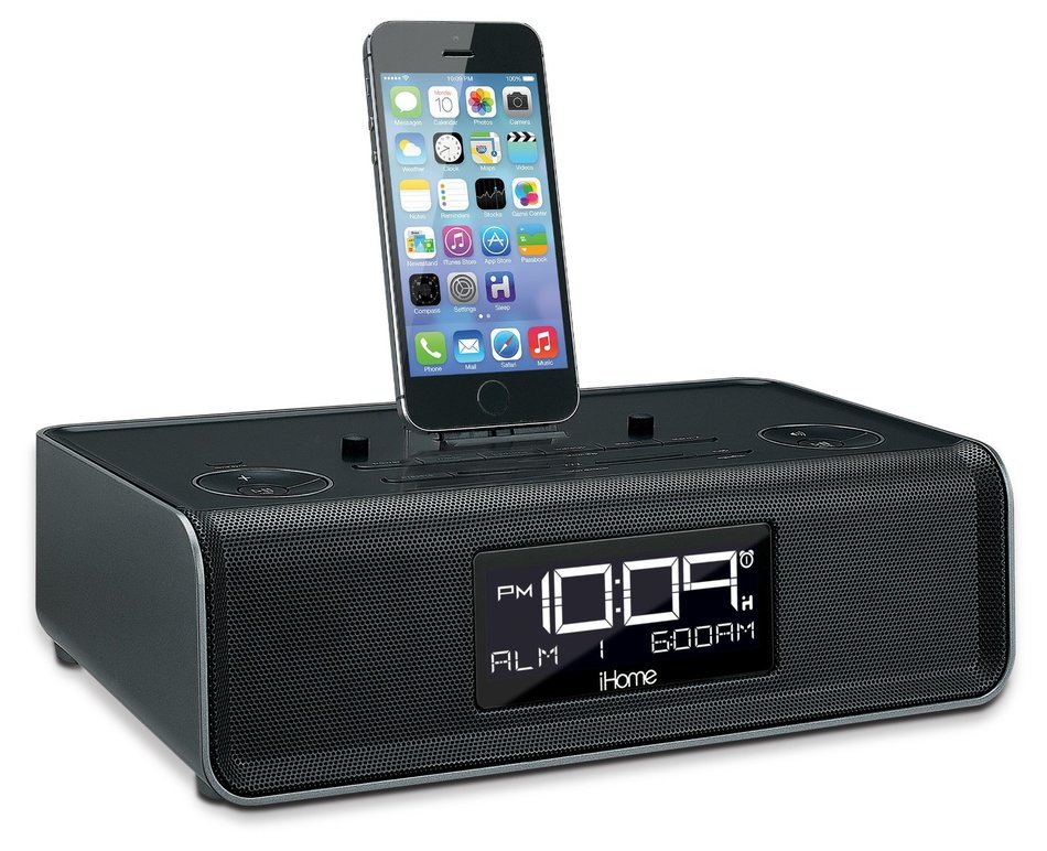 iHome iDL43W Dual Charging Stereo FM Clock Radio with Lightning Dock and USB Charge/Play - White N4