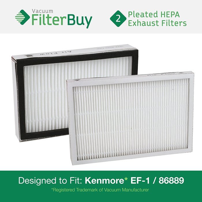 2 - Kenmore EF-1 86889 Exhaust Vacuum HEPA Filters. Designed by FilterBuy to replace Sears Kenmore Part # 20-86889...