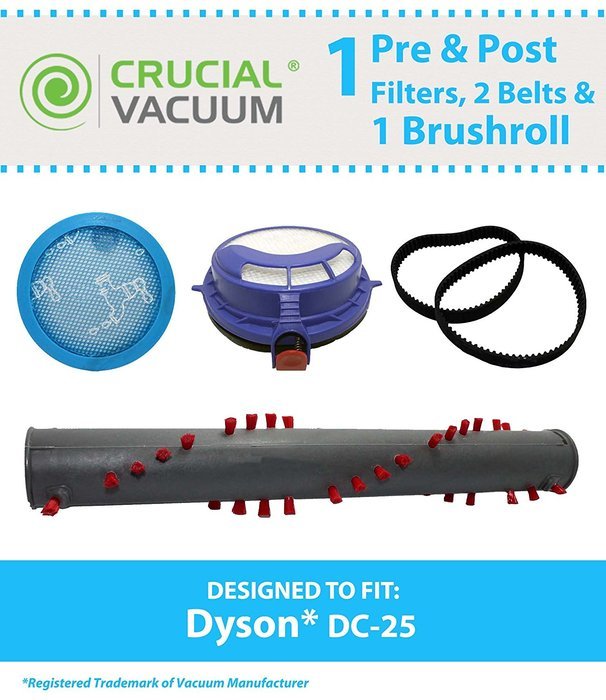 Dyson DC25 (DC-25) Kit Includes 1 Pre & 1 Post Filter 2 Belts 1 Roller, Compare To Dyson Part # 916188-05, 914790...