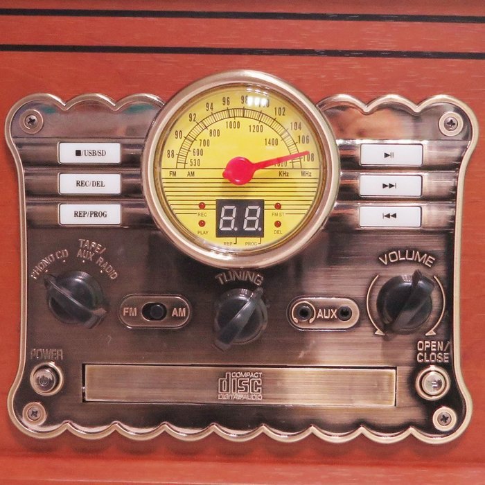 Timestorm XR-179ER Natural Wood Retro Classic Belt-Drive 3-Speed Portable Stereo Turntable N2