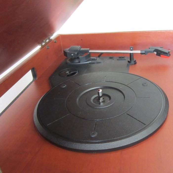 Timestorm XR-179ER Natural Wood Retro Classic Belt-Drive 3-Speed Portable Stereo Turntable N3