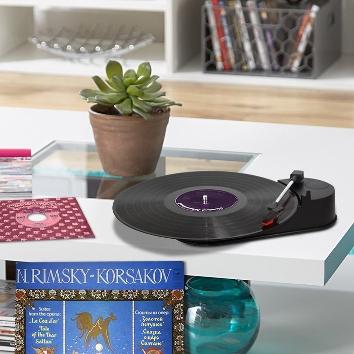 VIBE Sound VS-2006-MTS USB Mini Portable Turntable/Vinyl Archiver (Black) - Rip Your Old Vinyl to MP3! N2