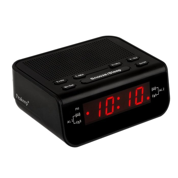 Peakeep Little Digital FM Alarm Clock Radio with Dual Alarm, Snooze, Sleep Timer and Battery Backup N5