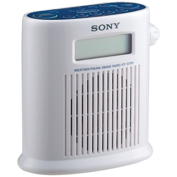 Sony ICFS79W AM/FM/Weather Band Digital Tuner Shower Radio (White)