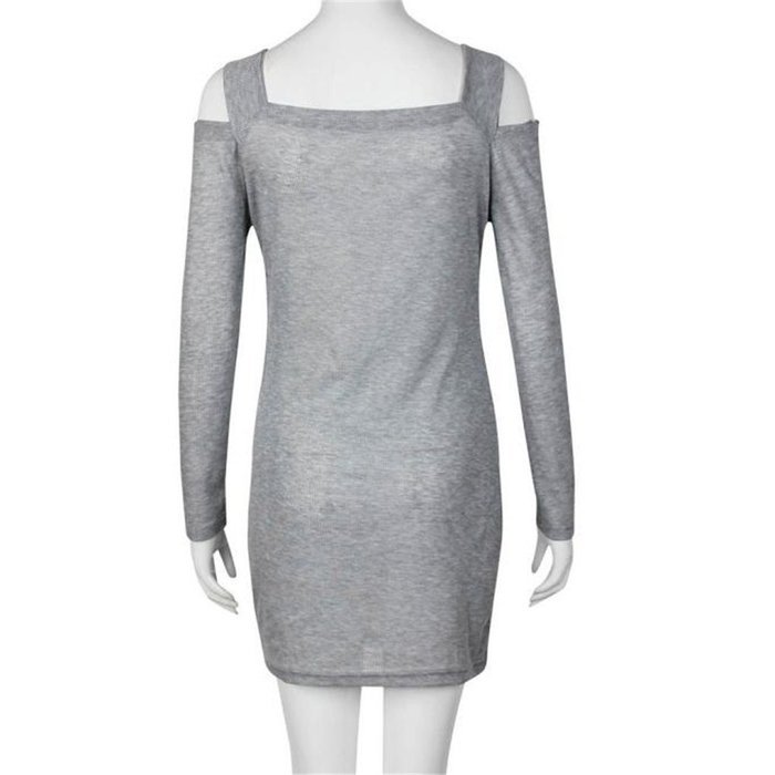Women Dress,Haoricu Fall Women Crew Neck Long Sleeve Off Shoulder Knit Knitwear Short Mini Dress N12