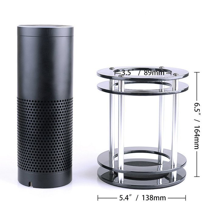 Stable Mount Stand for Amazon Echo Speaker - Protective Accessories (Clear Black) N8