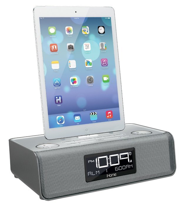 iHome iDL43W Dual Charging Stereo FM Clock Radio with Lightning Dock and USB Charge/Play - White N8