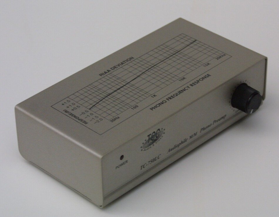 TCC TC-750LC SILVER Professional Moving Magnet Preamp; includes optional PREMIUM HIGH POWER AC Adaptor