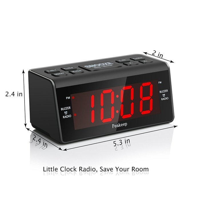 [Upgraded] Peakeep Little Digital FM Radio Dual Alarm Clock with Snooze and Sleep Timer, Large Display with 2... N3