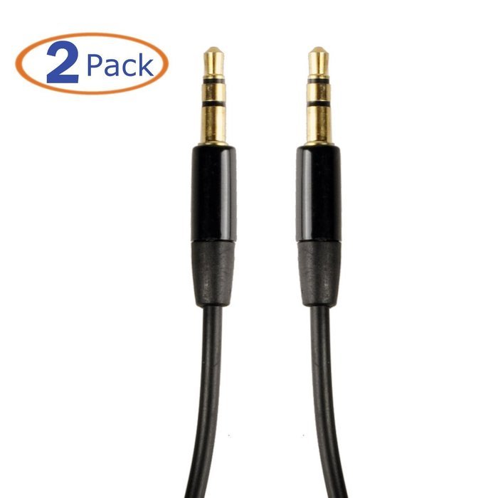 Conwork 2-Pack 4Ft Stereo Male to Male 3.5mm Auxiliary Extension Cable Tangle-Free with Gold Plated Connectors...