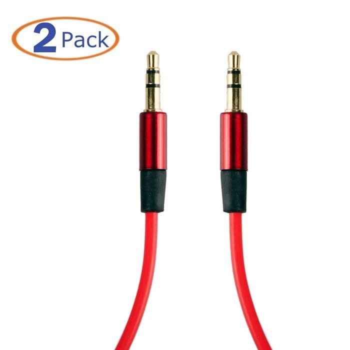 Conwork 2-Pack 4Ft Stereo Male to Male 3.5mm Auxiliary Extension Cable Tangle-Free with Gold Plated Connectors... N2