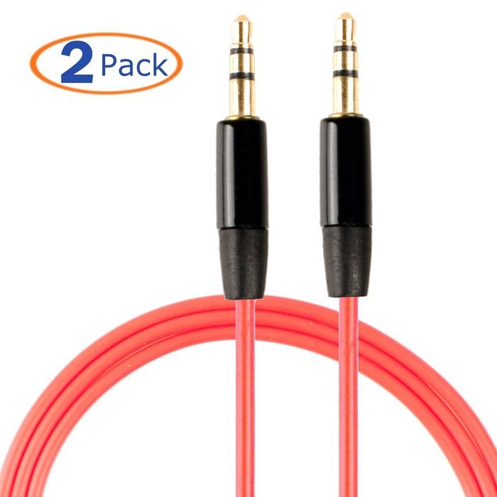 Conwork 2-Pack 4Ft Stereo Male to Male 3.5mm Auxiliary Extension Cable Tangle-Free with Gold Plated Connectors... N3