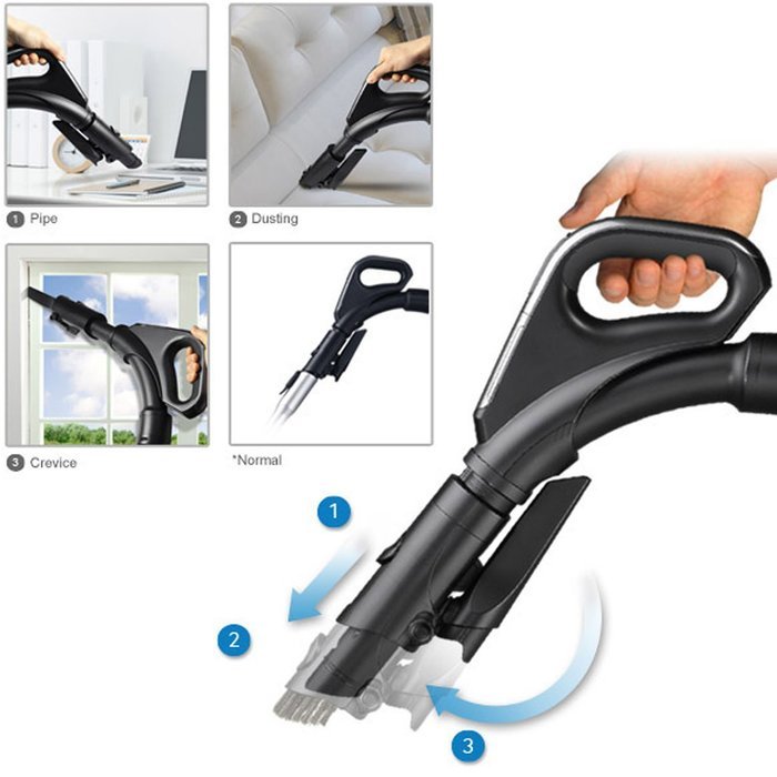 Samsung MotionSync Bagless Canister Vacuum with Superior Swivel Steering for Multiple Surfaces and Built-In Accessories... N4