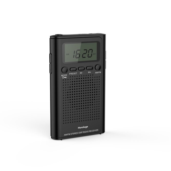 Horologe Pocket Handy AM/FM Radio with Clear Sound Speaker, LCD Screen, Alarm, Digital Clock, 3.5mm Earphone Jack... N4