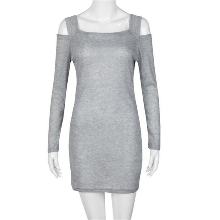 Women Dress,Haoricu Fall Women Crew Neck Long Sleeve Off Shoulder Knit Knitwear Short Mini Dress N15