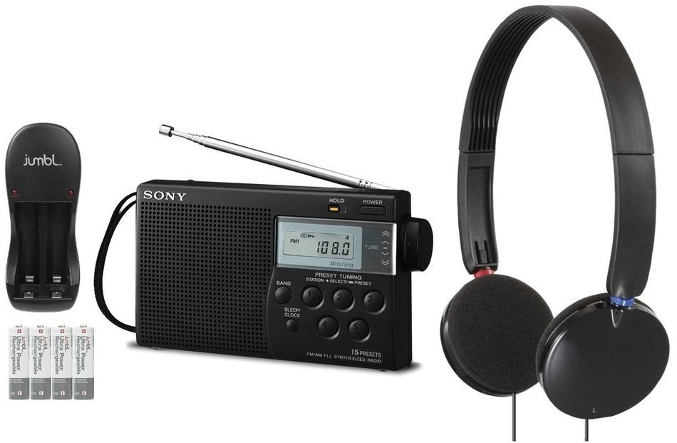Sony Portable AM/FM Transistor Radio with Built-in Speaker, Headphone Jack, LED Tuning Indicator & Carry Strap... N10