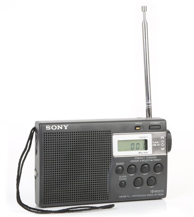 Sony Portable AM/FM Transistor Radio with Built-in Speaker, Headphone Jack, LED Tuning Indicator & Carry Strap... N11