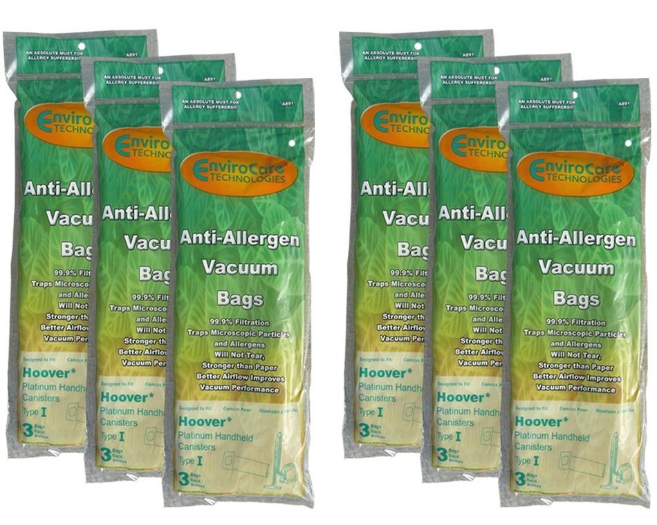 Hoover Type I AH10005 Platinum Canister Vacuum Cleaner Allergen Bags ( 18 Bags) N2