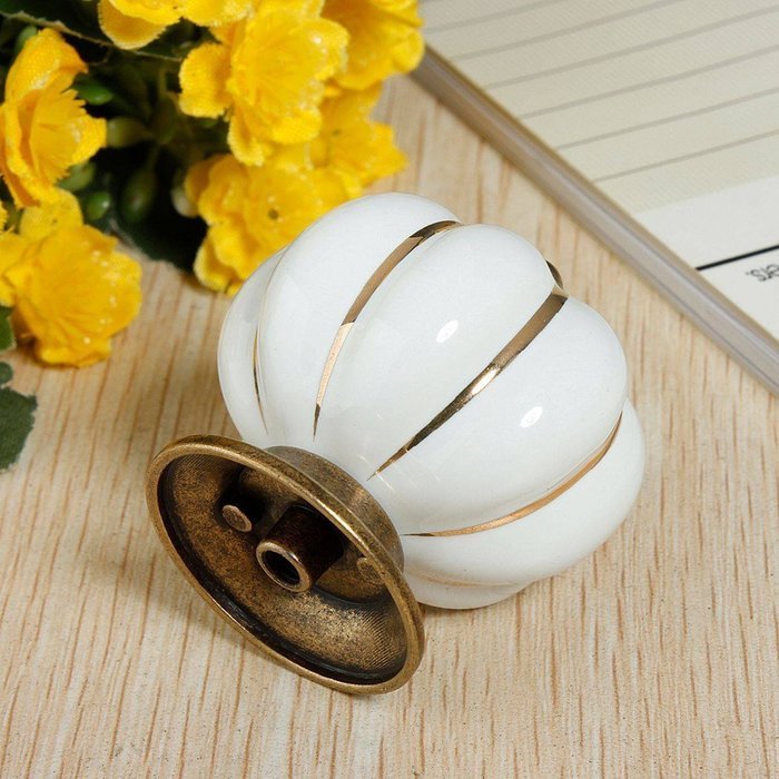 KINGSO 10pcs Pumpkin Ceramic Door Knobs Drawer Pull Handle Cabinet Cupboard Wardrobe N20