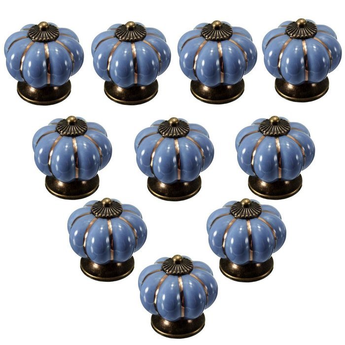 KINGSO 10pcs Pumpkin Ceramic Door Knobs Drawer Pull Handle Cabinet Cupboard Wardrobe N21