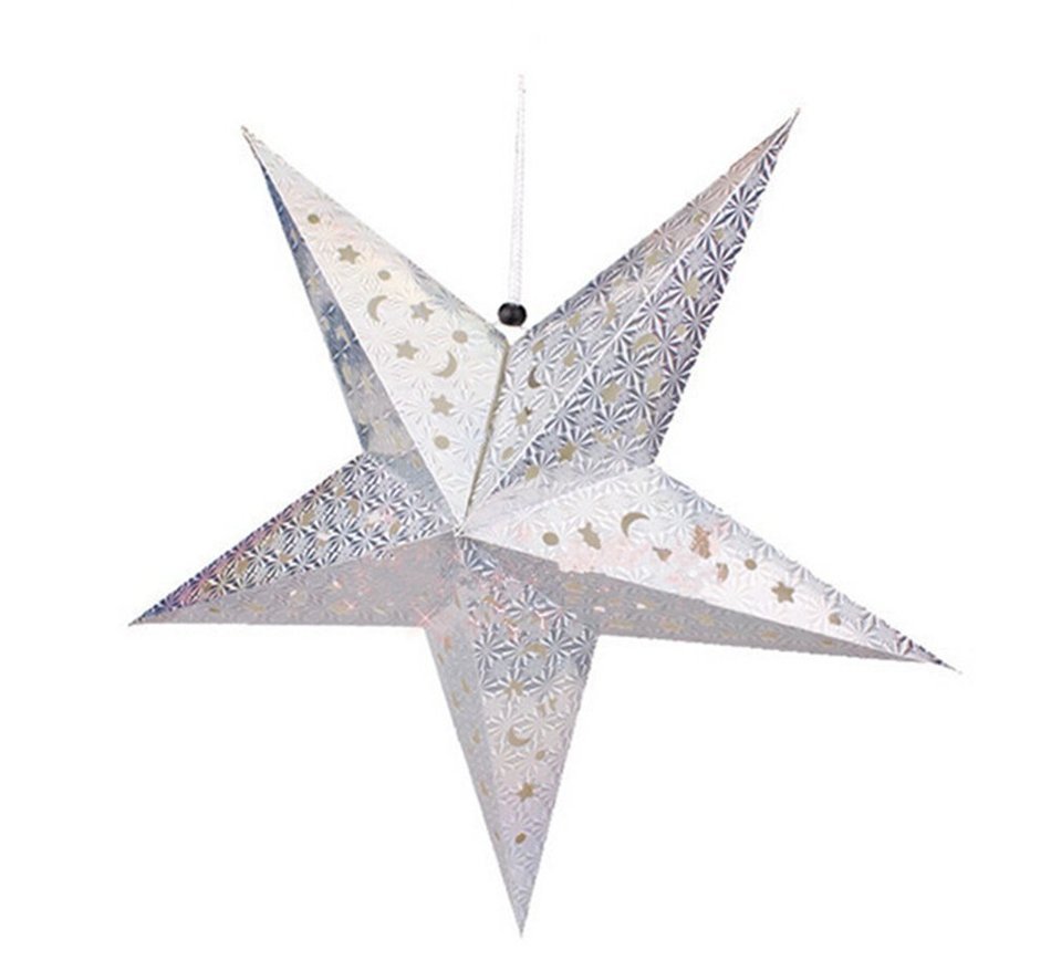 Speller Star Lantern ,With LED Light ,23inch total, Hanging Decoration Paper Star Lam (silver) N2