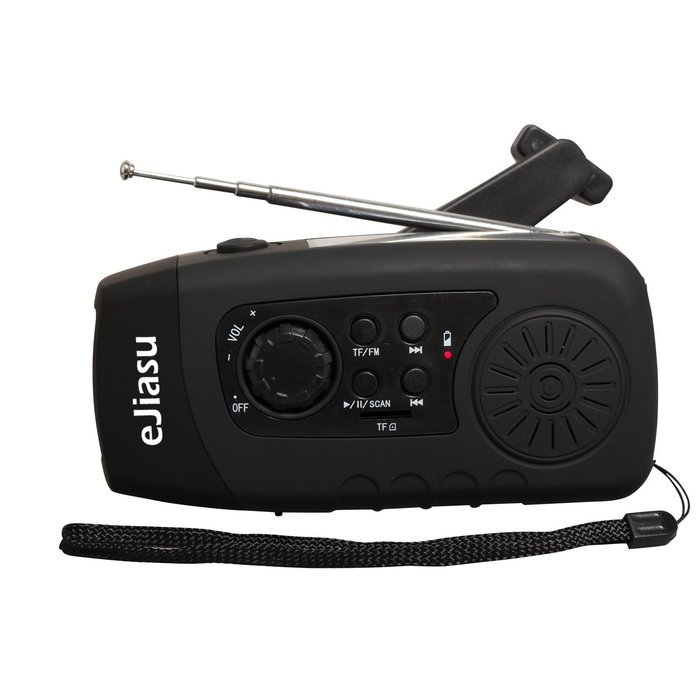eJiasu Multifunction Dynamo Solar Hand Crank Self Powered FM Radio, [2000mAh] Emergency Power Bank & LED Flashlight... N12